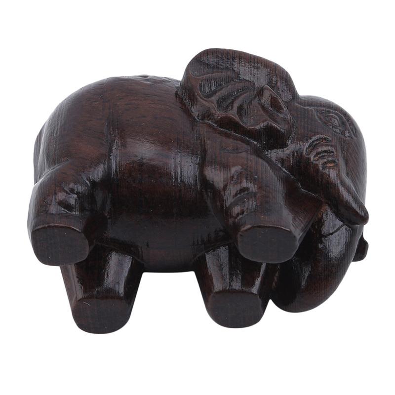 1/2pcs Wooden Elephant Figurines Craft, Carved Natural Stone, Mineral Crystal Mini Animals Statue
