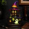Spooky Desk Lamp Gothic Witch Hat Night Light, Warm Glow Acrylic Halloween Decorative Lamp, Vintage Holiday Party Display Home Decor for Mantel Shelf