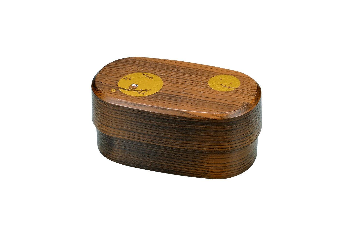 

HAKOYA Range Club Oval Wood Grain Lunch Yellow Wood Grain Owl 51121 Men s Box, Design,