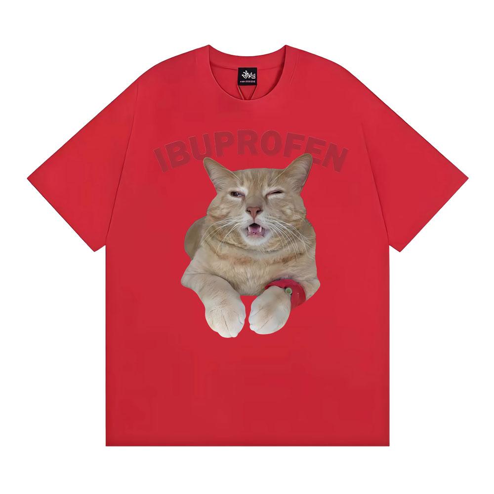 Hilarious Lbuprofen Medical Humor Gift Cat Meme T Shirts Men Women Fashion Street T-shirt Oversized Loose Vintage O-Neck T Shirt