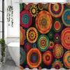 Colorful Circle Pattern Shower Curtain, Bathroom Decorative Shower Curtain, Waterproof Shower Curtain with Hooks