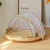Bamboo Weaving Steamed Bun Drying Basket with Mosquito-Proof Cover