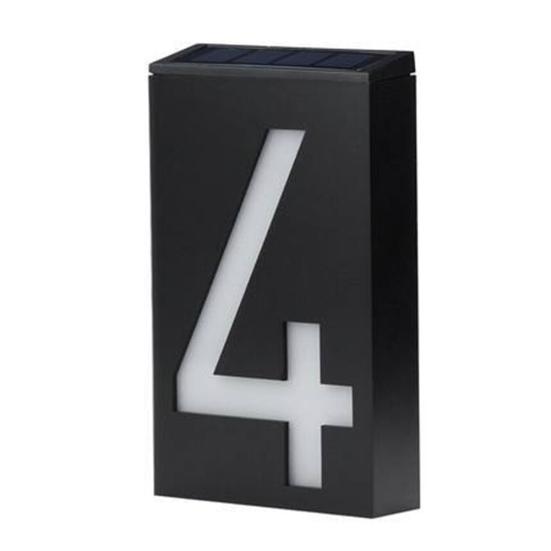 Solar Powered 0-9 LED Light House Address Number Street Road Doorplate Wall Lamp