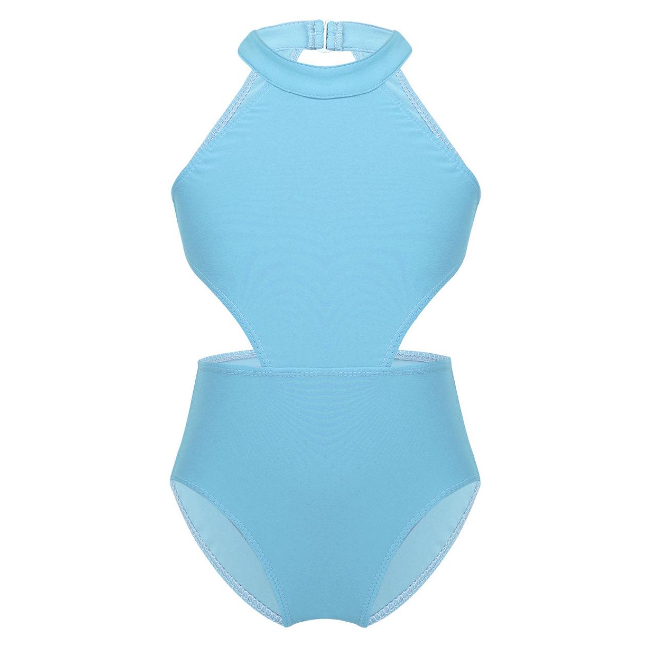 

Комбинезон без рукавов с лямкой на талии и вырезами на талии для девочек, трико с открытой спиной, водолазка, боди для гимнастики, спортивных танцев