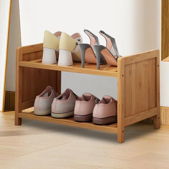 2-Tier Small Shoe Rack Organizer Smooth Edge Burr Free Easy Assembly Home Entryway Organization Shoe Stand