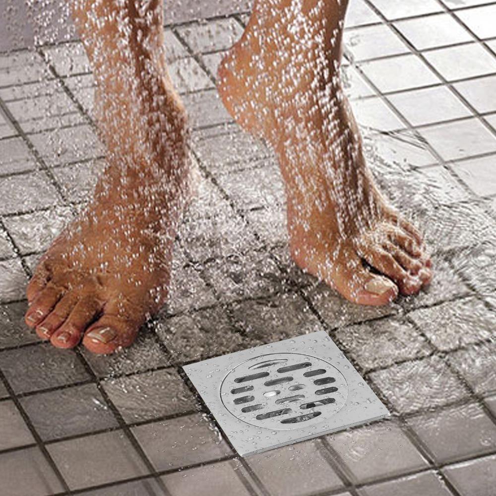Self Sealing Floor Drain Square Shower Drain Compact Design Floor Strainer  Kitchen