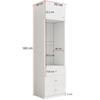 Vetrina, Armadio Alto, Armadio Contenitore, Libreria, con Scomparti Aperti, con Cassetti, Ripiani in Vetro Regolabili in Altezza, Bianco, 50×40×180 cm