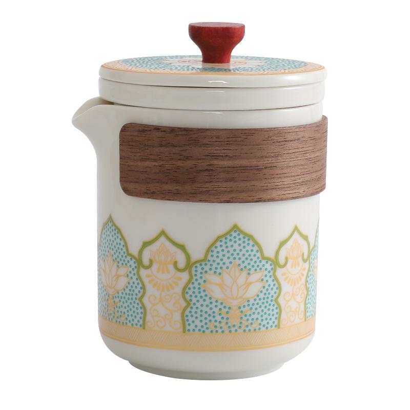 Portable Ceramic Gaiwan Tea Set - Customizable Chinese Style for Outdoor Camping, Business Souvenir with Logo.