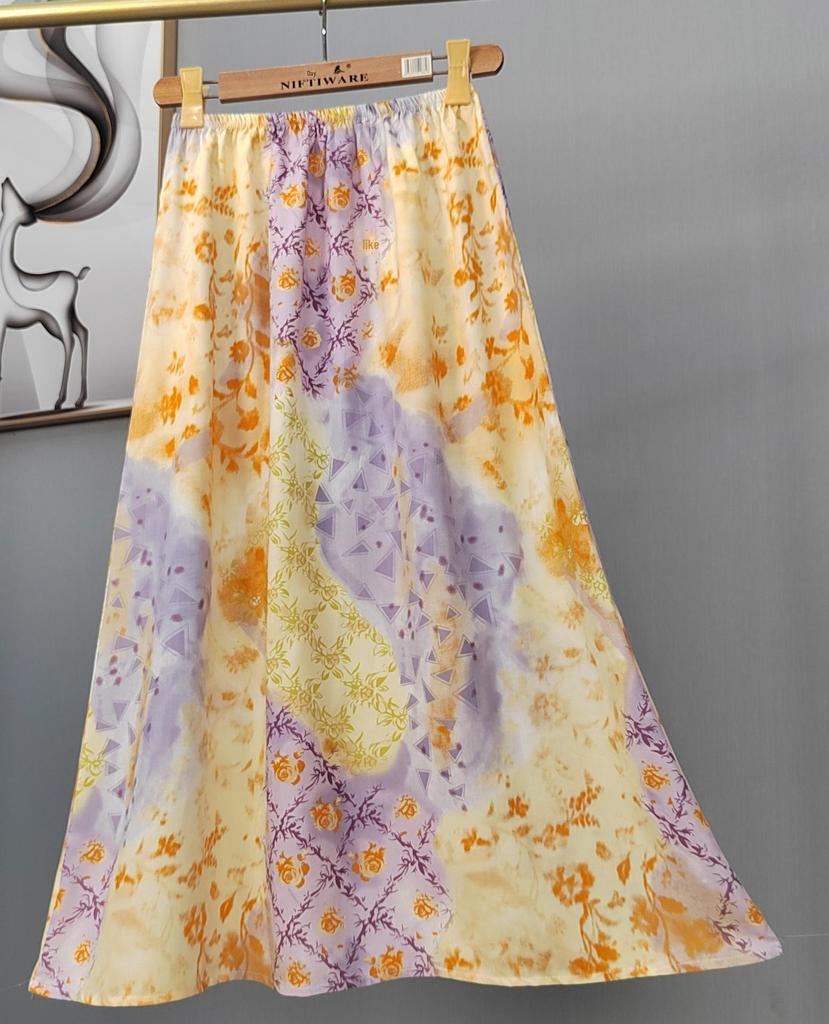 Γυναικεία καλοκαιρινή φαρδιά φούστα από βαμβακερή μεταξωτή - Plus μέγεθος, φιλική προς τη μητρότητα, Leisure Style Νοτιοανατολικής Ασίας