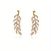 1Pair Cute Symmetrical Hollow Leaf Earrings, Golden/Silvery Leaf Crawler Earrings Additions for Women Ear Ornament