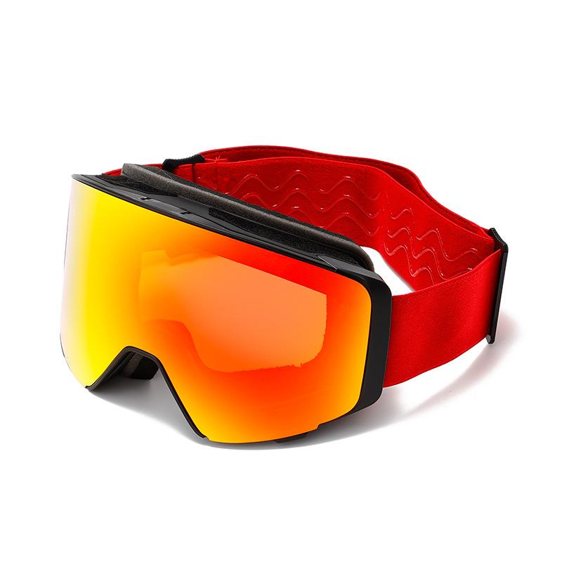 High Quality Flip-top Magnetic Suction Full-scale Real Film Double-layer Anti-fog Snow Goggles Outdoor Sports Snow Mountaineering Windproof E