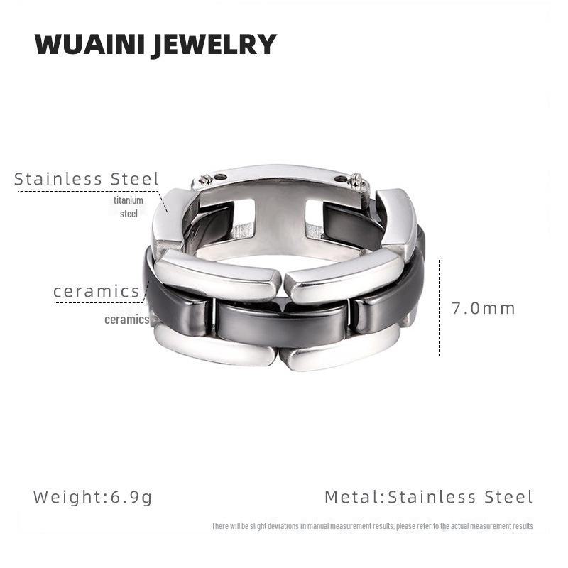 

Парные кольца из керамики и титановой стали в корейском стиле — унисекс, европейский и американский дизайн Size 7