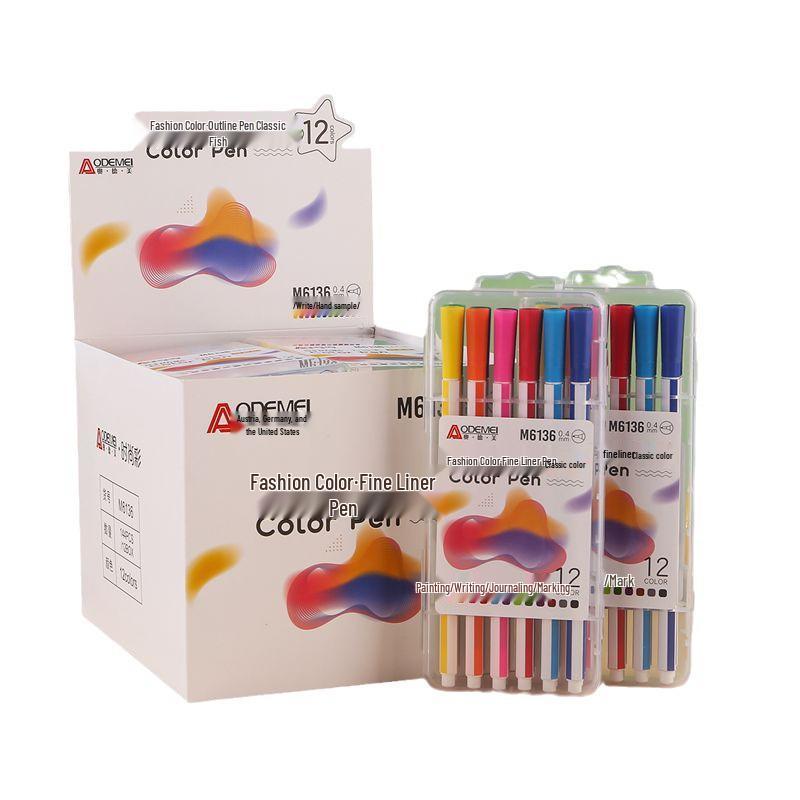 12 Classic Color Fine Liner Pens for Students – Ideal for Painting, Writing, Journaling & Doodling with Hexagonal Barrel Design