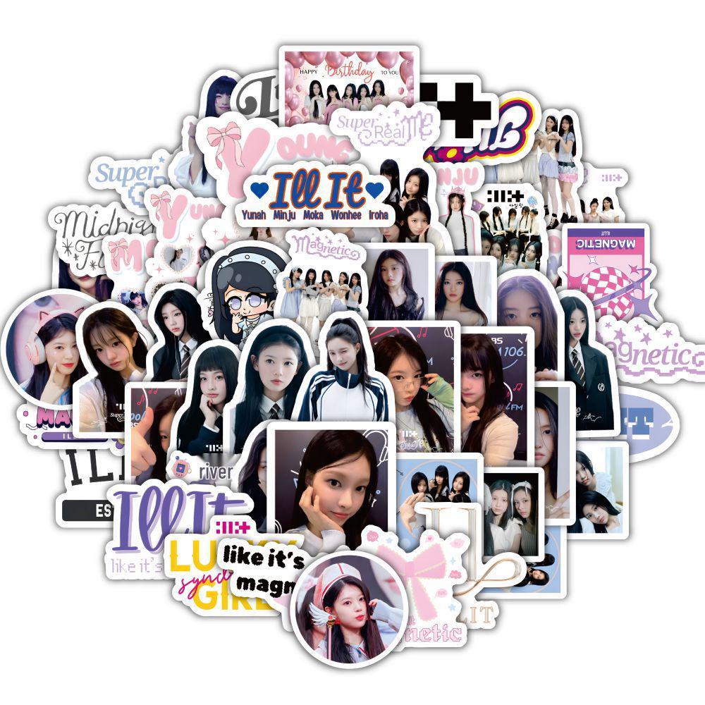 60 KPOP ILLIT Korean Girl Group Stickers: Lee Wonhee & Noh Yoonah Creative Star Merchandise