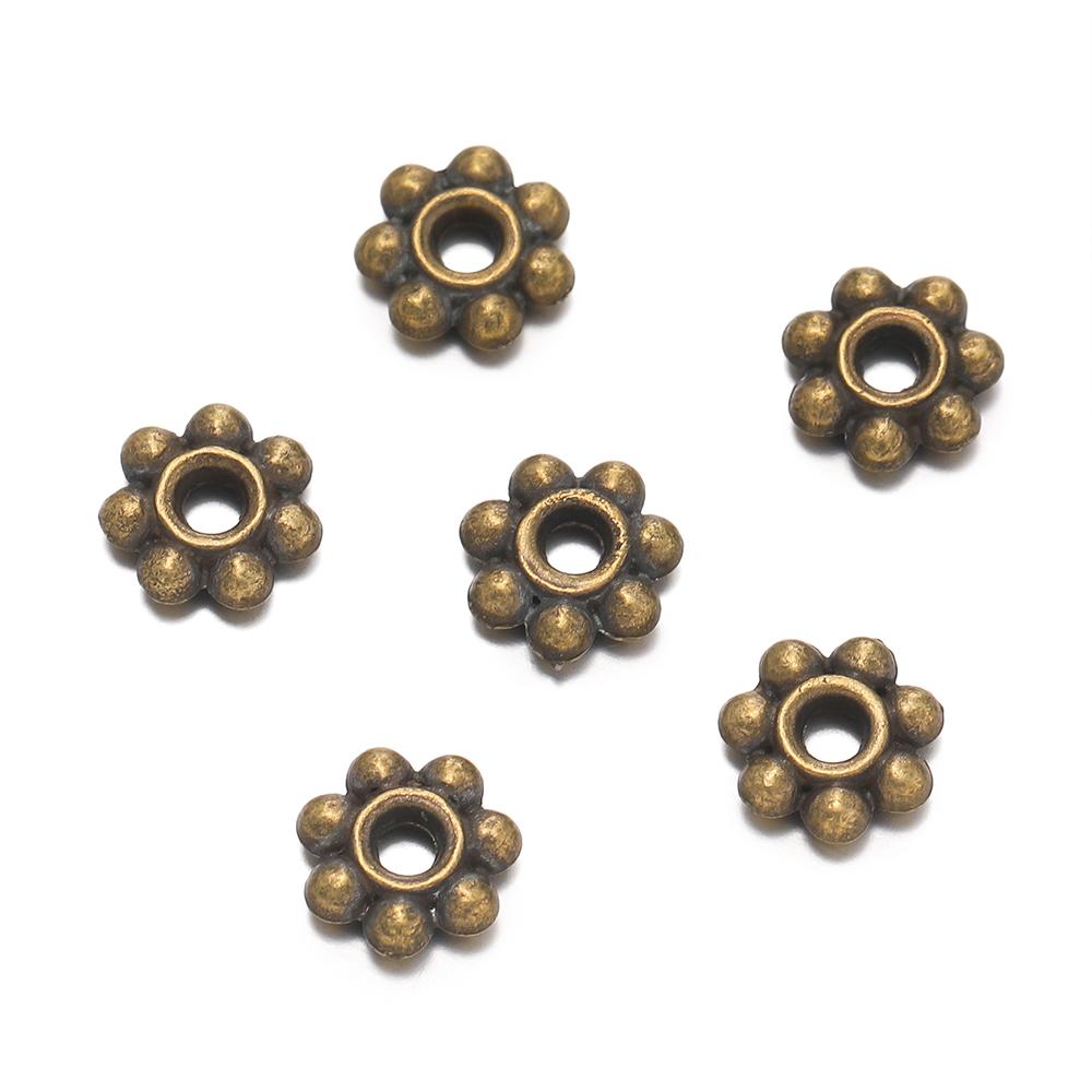 200 Stück 4/6mm Legierung Schneeflocken Perlen Blumen Abstandshalter Lose Perlen für DIY Armband Halskette Schmuckherstellung Zubehör Zubehör