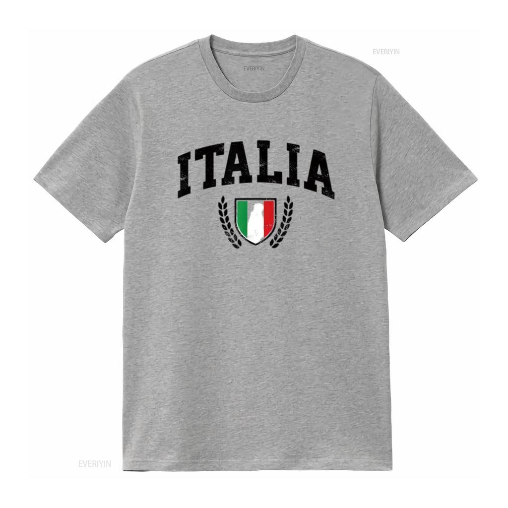 Mens Italia Vintage Sports Design Italy Flag Shield Travel T Shirt White Large Vintage Washed Breathable Casual