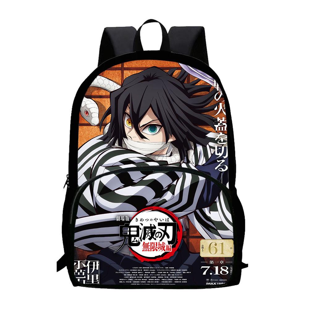 Japonské kreslené komiksy Demon Slayer: Kimetsu no Yaiba - Oblouk Nekonečného hradu Dětský batoh Velkokapacitní batoh s kapsou na zip 0015