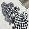 Black & White Plaid Bow Ribbon Hair Clip - Women's Fashion Headwear Accessory