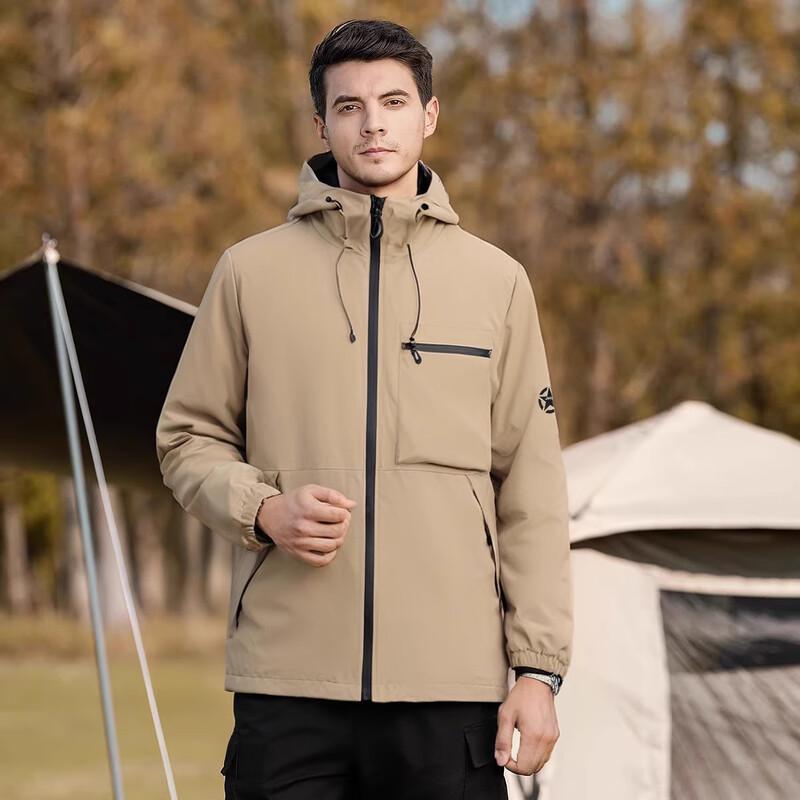 JEEP Men's Spring/Autumn Windproof Hiking Jacket with Detachable Hood