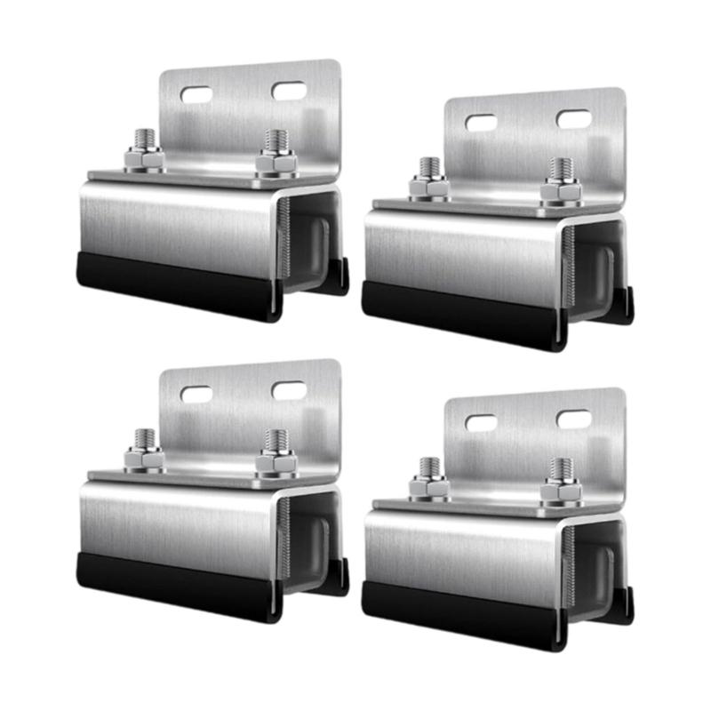 4 Stück Stahl-Solarmontageklemmen Solarhalterungen Yacht-Dachträger-Stabilisatoren Wetterfestes Design Einfaches Werkzeug Ohne Montage