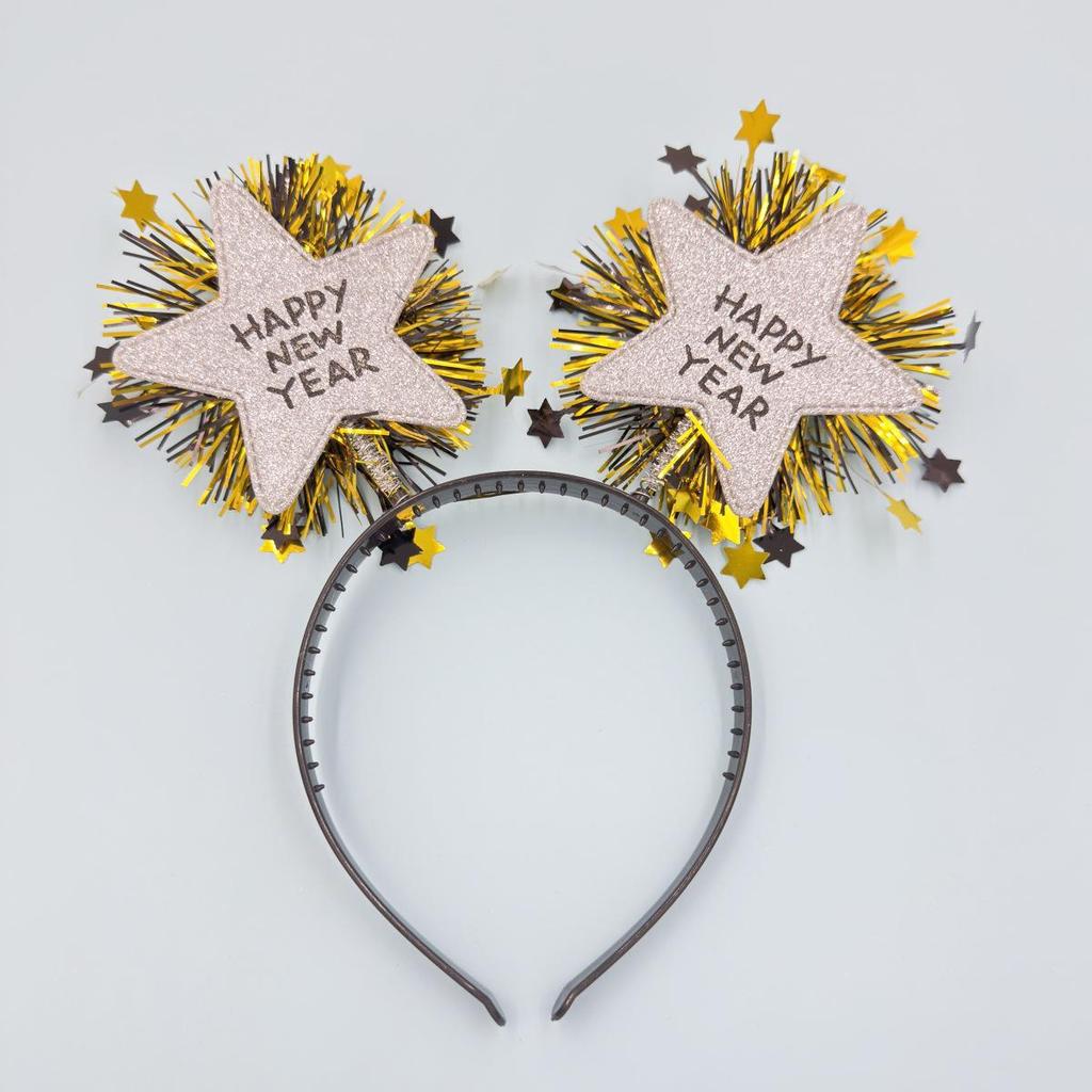 Festive Five-Pointed Star Headband – Colorful Gold & Silver for Christmas & New Year Celebrations