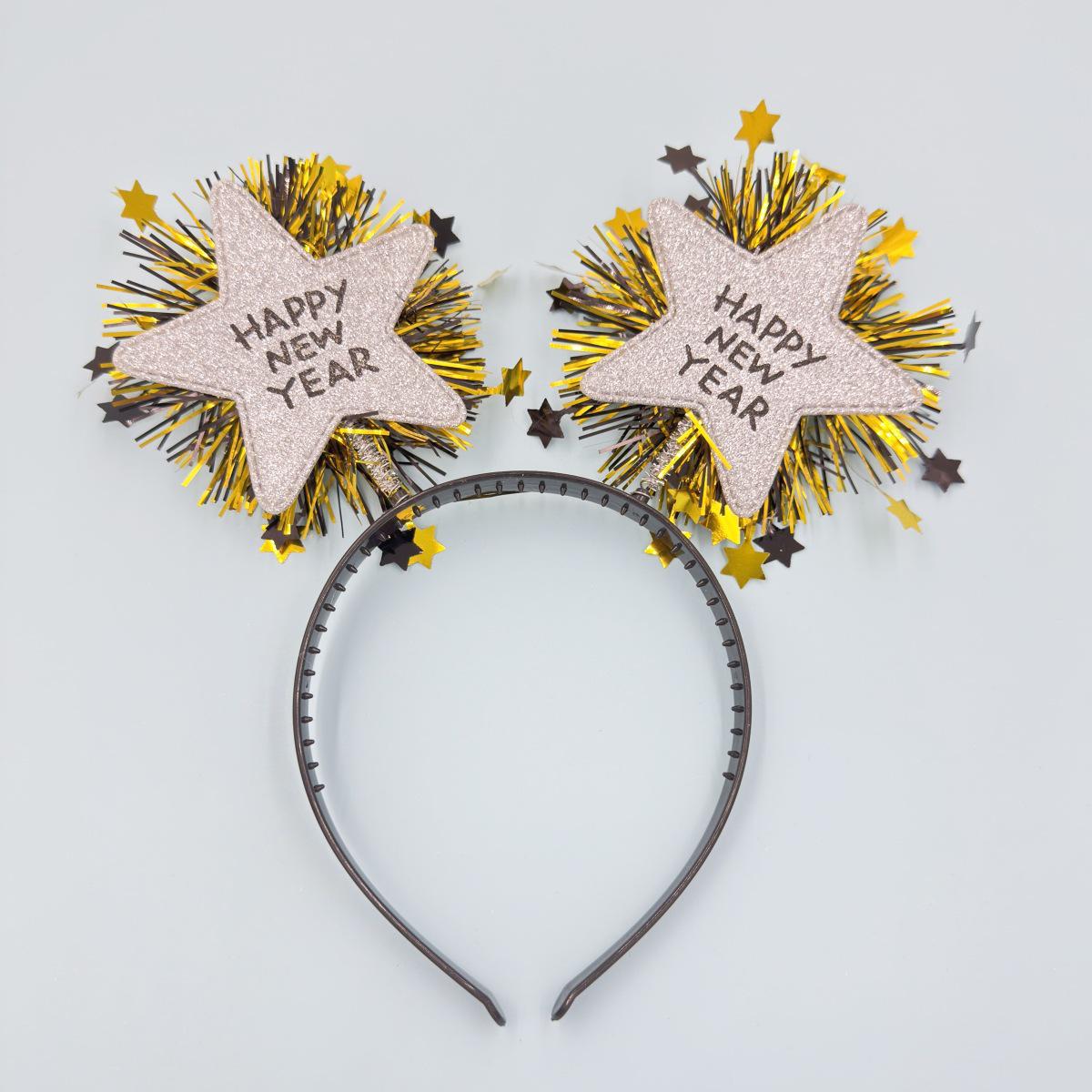 

Festive Five-Pointed Star Headband – Colorful Gold & Silver for Christmas & New Year Celebrations