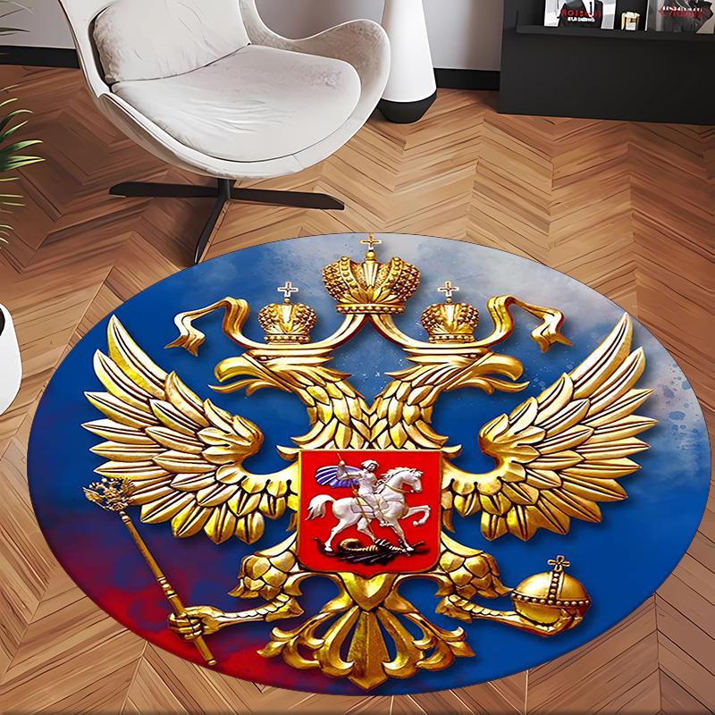 Russian Double Headed Eagle (14) Round Office Rug Decorative Floor Rug for Office Bedroom Living Room and Home Space
