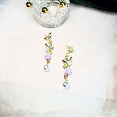 Vintage Flower Long Earrings Exquisite Women Jewelry Elegant Trend Fashion Party Gifts Unique Accessories