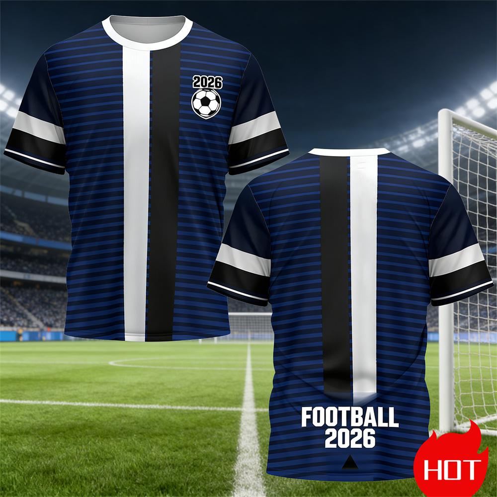 Summer Men's T-Shirt Stripe training original football jersey round neck t shirt for man Quick drying sport T-shirt y2k clothing