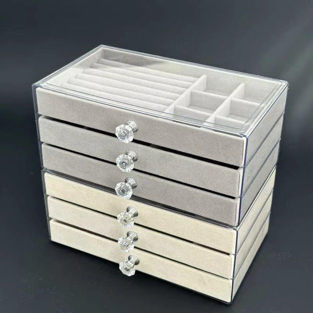 3-Layer Flannel Jewelry Box High-Capacity Earrings Necklaces Storage  Home Storage