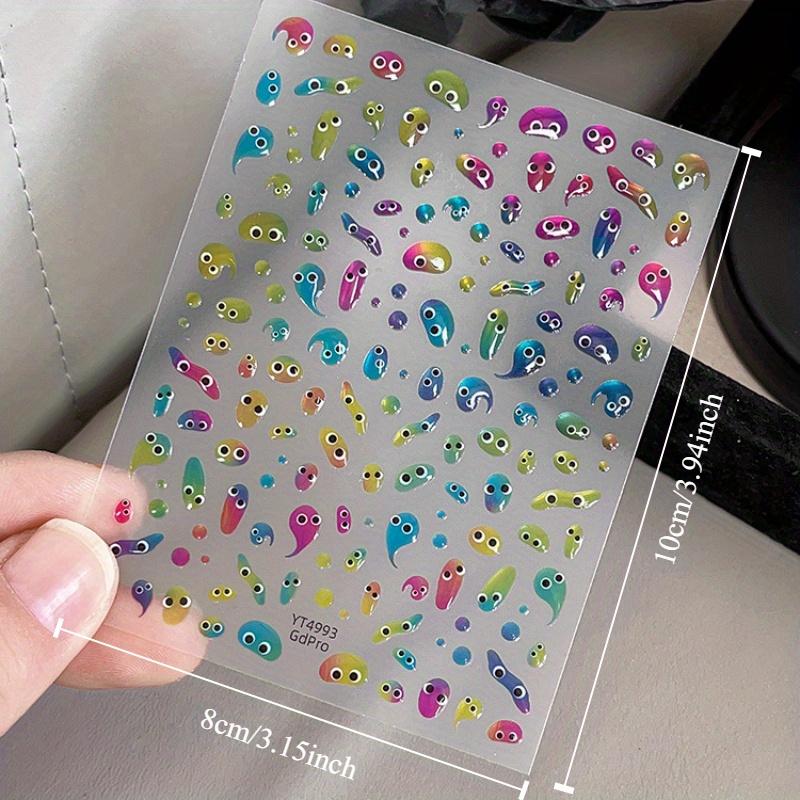 1pc Reusable Jelly Cartoon Eye Nail Stickers Self-Adhesive Colorful Monster & Fantasy Theme, Plastic Material for DIY Nail Art, Creative Nail Stickers
