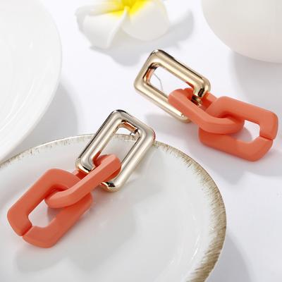 Trendy Korean Colorful Chain Drop Earrings For Women Punk Geometric Long Link Dangle Earring Pendant Fashion Party Beach Jewelry