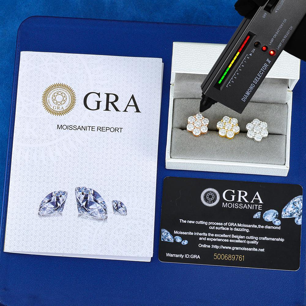 NUOYA Hot Sale 925 Sterling Silver VVS Moissanite Flower Design Stud Earrings Luxury Gift Pass Diamond test Jewelry for Women