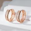 Unusual  Rose Gold Color Big Hoop Earrings For Women Shiny Black Natural Zircon Accessories Daily Fine Vintage Jewelry