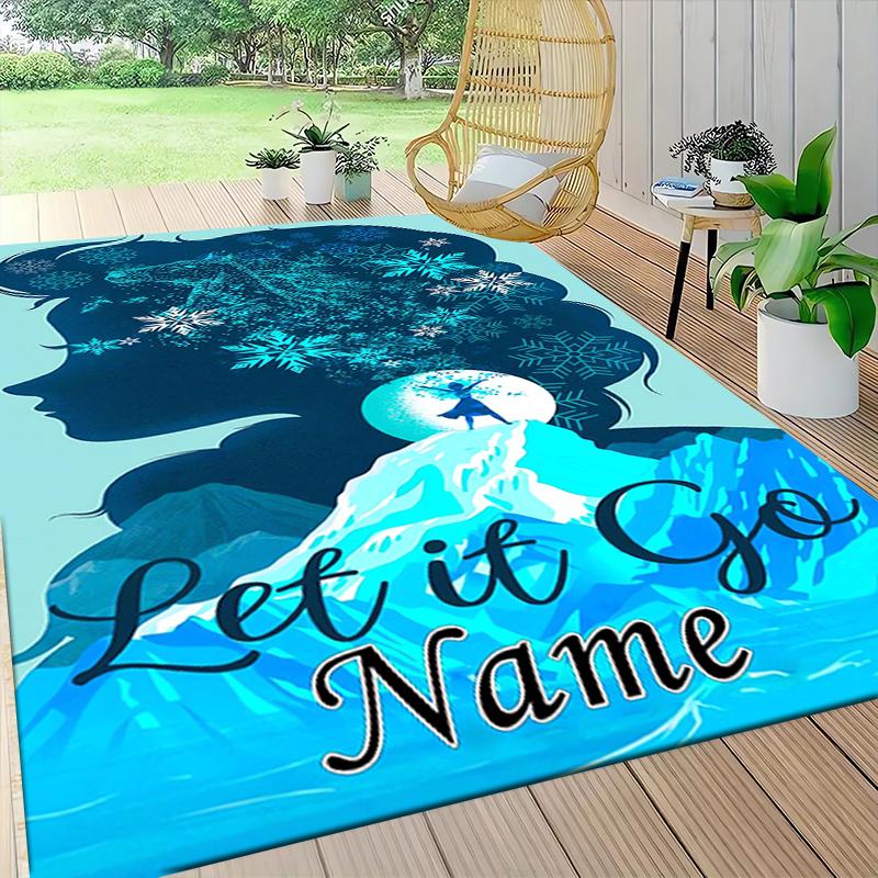 Custom Name Elsa's Magical Frost Carpet Rug Customizable Soft Washable Anti-Slip Home Living Room Sofa Mats Personalized Rug. 0909278