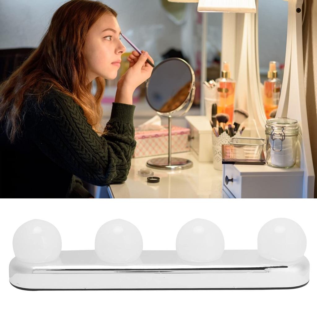 Jeffergarden LED Mirror Makeup Actress Hollywood Vanity 4 LED Natural with Suction Cup for Easy for Glass and Bathrooms Light, Light, Light, Light,