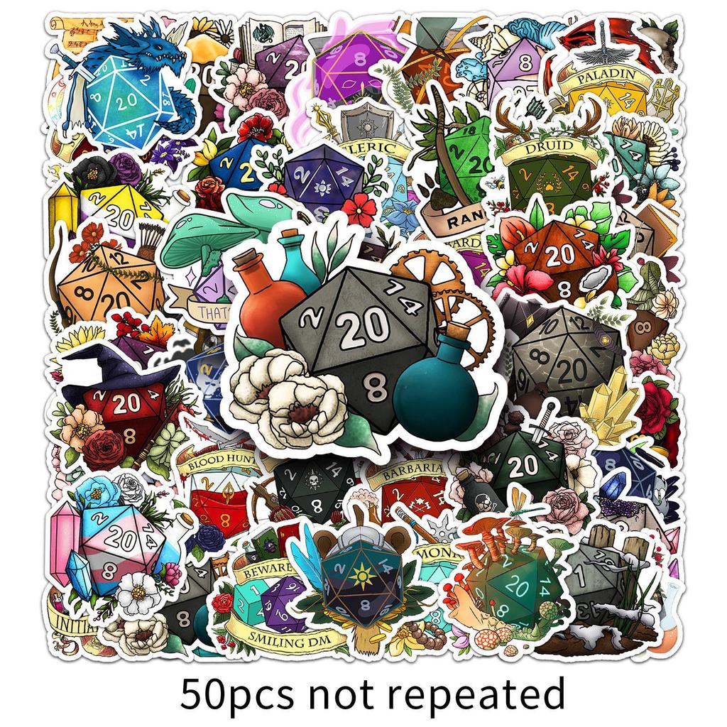 50 Sheets Trendy Dice Graffiti Stickers for Phone Cases, Skateboards, Luggage - Cool and Creative Decoration