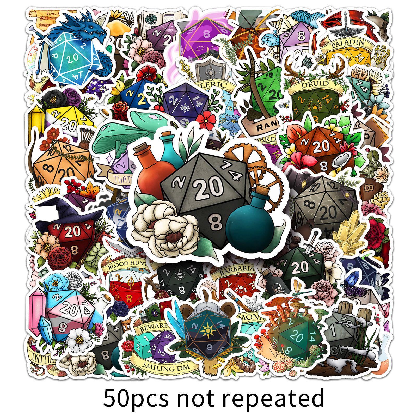 50 Dice Graffiti Stickers: Trendy, Cool, Creative Decorations for Phone Cases & Suitcases, Waterproof & Stylish.