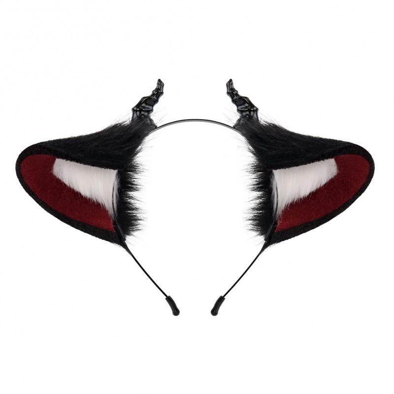 Plush Devil Horn Headband Halloween Costume Accessory Dark Style Handmade Animal Ears