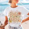 Short Sleeved Harajuku Pattern Printed Sweet and Cute T-Shirt Watercolor Letter Clothing Top Casual Women's Street T-Shirt