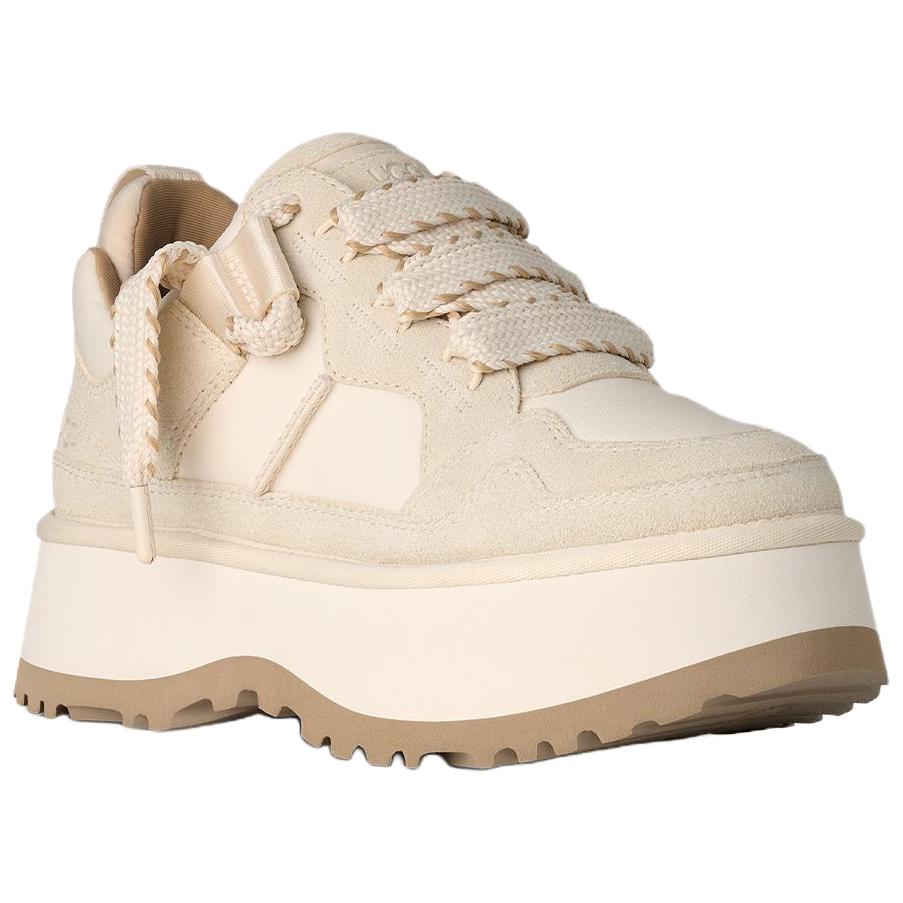 UGG Astromel Mel Leather Round Toe Lace-Up Low-Top Casual Shoes Women Sneaker White 1171541-JSM