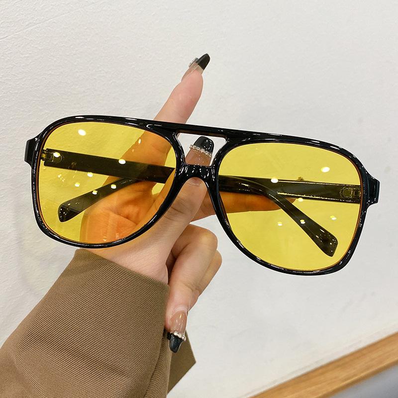 Vintage Classic Brand Designer Double Bridge Square Sunglasses Women for Men Male Luxury Sun Glasses Punk Big Frame Shades UV400