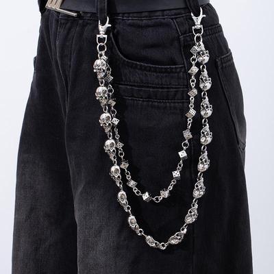 Chaîne de taille crâne punk sombre unisexe pour style Hip-Hop de rue