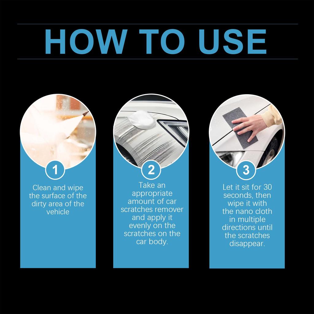 Homonth Car Scratch Repair Kit Gentle Cleaning, Scratch Removal, Anti-Stain, Paint Touch-Up and Scratch Repair Paste, Suitable for Cars 1 Set