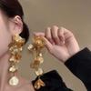 Golden Color Vintage Earrings Hollow Flower Tassel Earrings Elegant Hollow Earrings  Women Jewelry