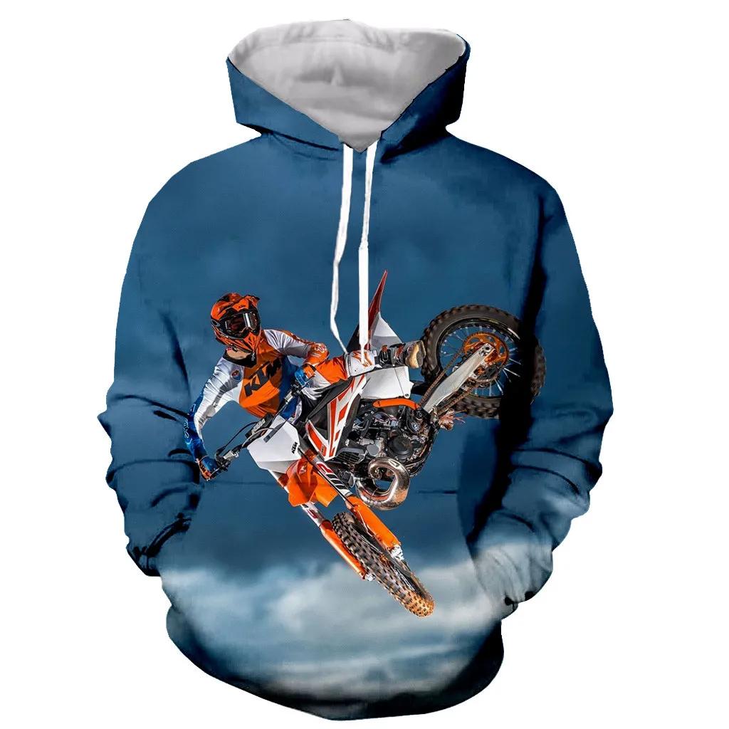 Motorrad Motocross Bedruckte Hoodies für Herren Neue Mode Langarm 3D Sport Sweatshirts Jacke Übergroße Kleidung