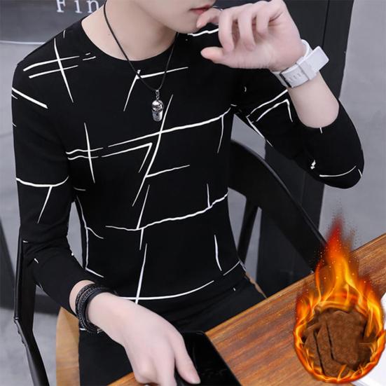 Herren T-Shirt Langarm Rundhals Pullover Weich Junger Stil Warm Bequem Rundhalsausschnitt Lässig Frühling Oberteile für den täglichen Gebrauch