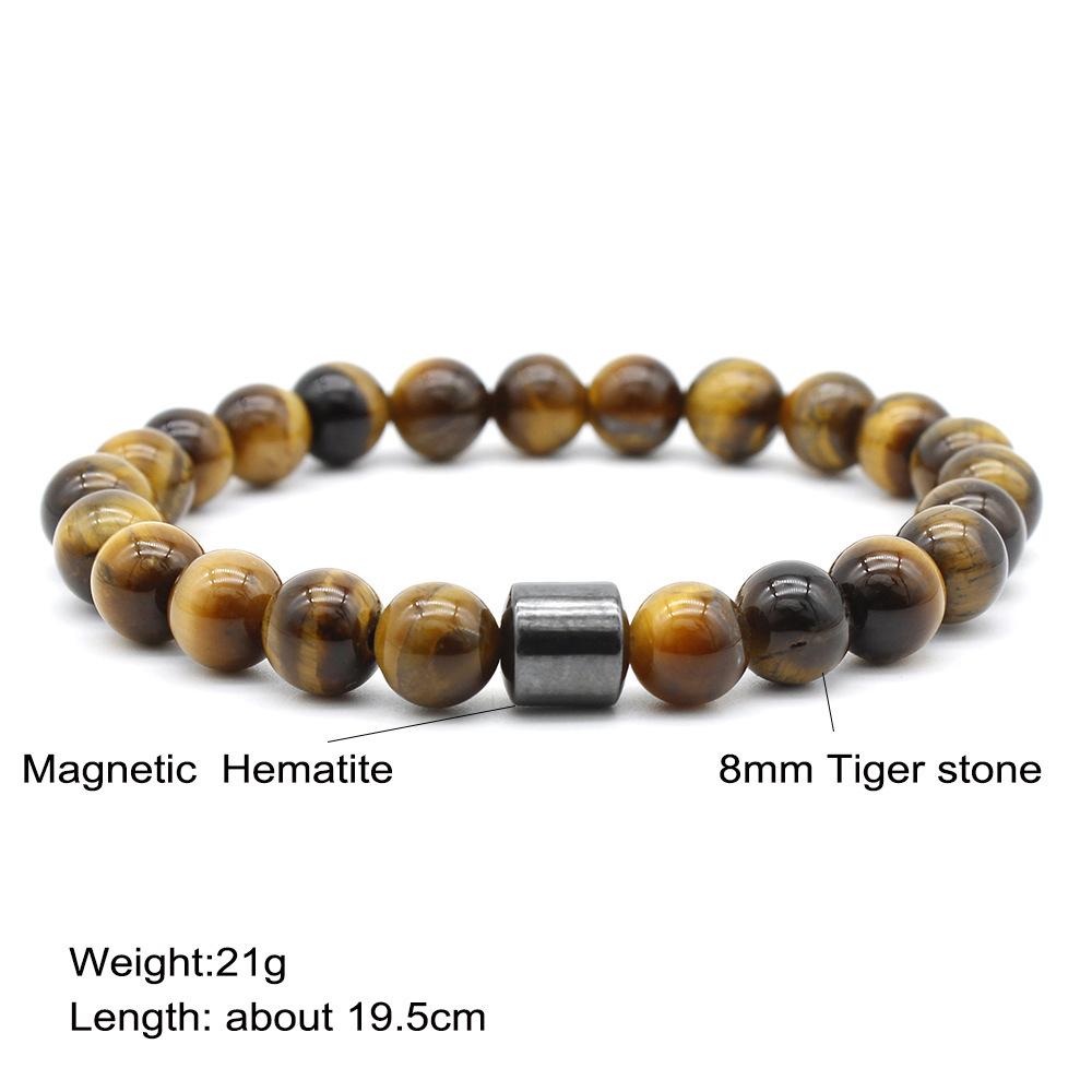Tigeraugen Natursteinperlen Handarbeit Männer Magnetische Hämatit Accessoire Armbänder für Freund Vater Geschenk