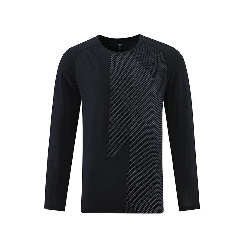 

Мужская спортивная футболка с длинным рукавом и быстрой сушкой для фитнеса и бега на открытом воздухе L чёрный