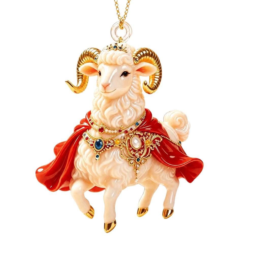 Ornamenti Appesi Capra Brillante Decorazione Animale Piatta 2D Nuova Portachiavi Decorazione Festa Festiva